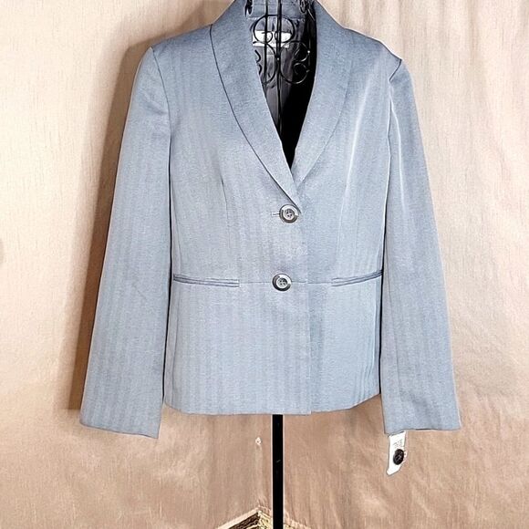 LE‎ SUIT Steel Blue Striped Suit Jacket Size 12 - Picture 1 of 8